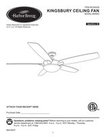 Harbor Breeze 40943 KINGSBURY CEILING FAN Ceiling Fan Operating Manual